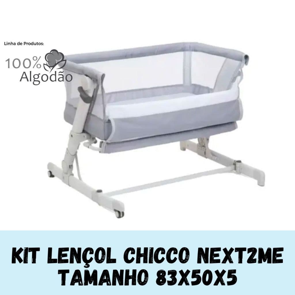 KIT 3 LENÇOL PARA BERÇO CHICCO NEXT2ME 100% Algodão