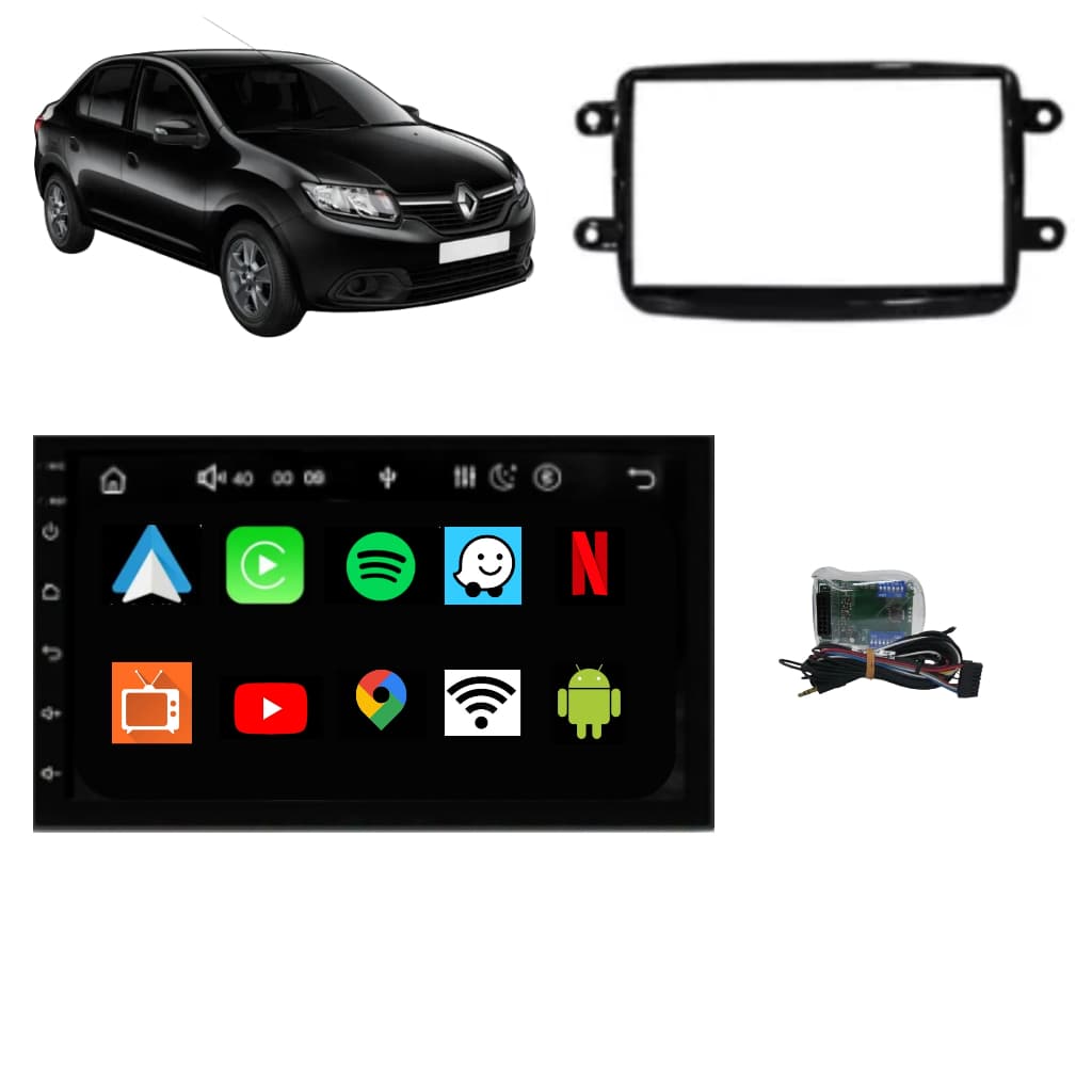 Multimídia Android Logan 12 13 14 15 16 17 18 19 20 21 COM SOM ORIGINAL DE FABRICA Tv Mold Preta Carplay Interface