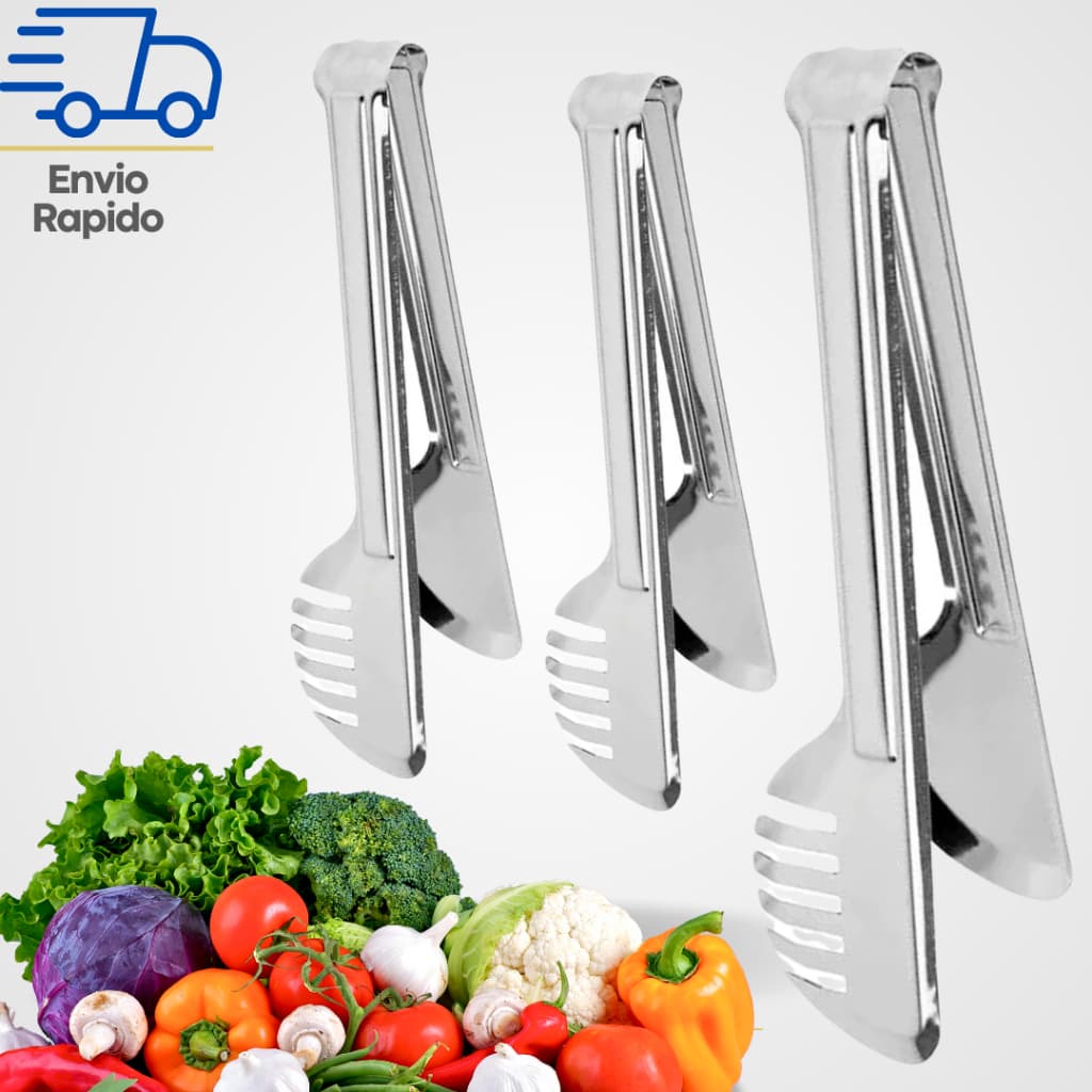Kit 1/3/6 Pegadores de Massa Serrilhado Aço Inox para Churrasco Pegador Petiscos Salame Salada Carne