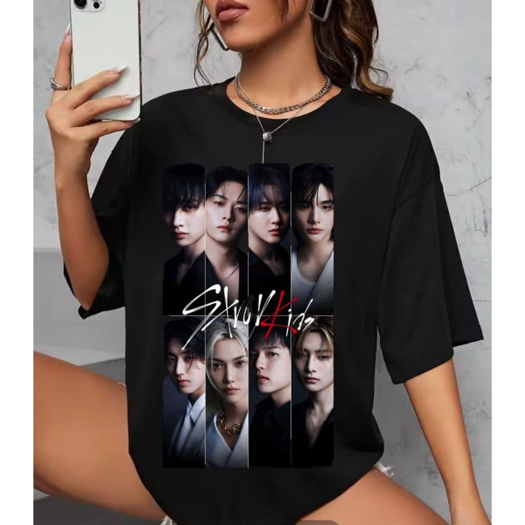 Camiseta Blusa Feminina Oversized Stray Kids T shirt Algodão Plus Size