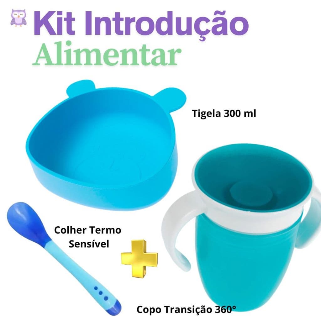 Kit Alimentação Bebê Tigela Prato Infantil Colher Termo Sensível Copo Antivazamento Crianças e Bebês