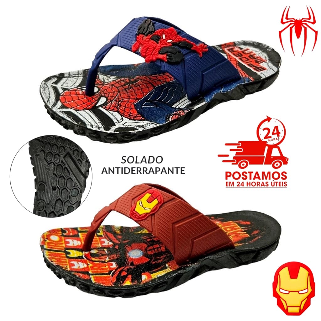 KIT 02 Pares Chinelo Infantil de Dedo Tratorado Masculino Menino Confortável  Antiderrapante leve