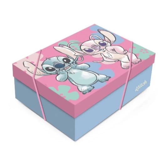 CAIXA DE PRESENTE RETANGULAR COM TAMPA STITCH / TAMANHO P - 24X18X8 / CROMUS