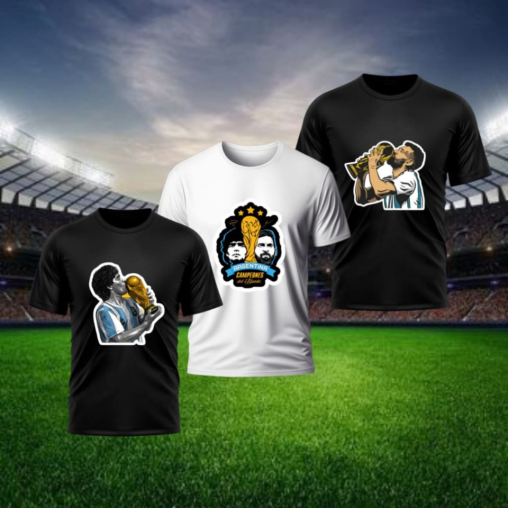 Kit 3 Camisa Dry Fit Camiseta Blusa Streetwear Masculina Feminina Premium Messi Maradona Copa do Mundo Argentina