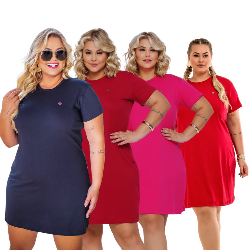 Kit 4 Vestido Moda Evangélica Plus Size Camisão Feminino Dia a Dia Confortável