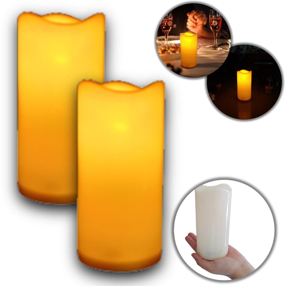 Kit 15 Velas de Led Eletrônica Chama Amarela Grande 15cm Decoração Enfeite Casamento Festa Aniversário Natal