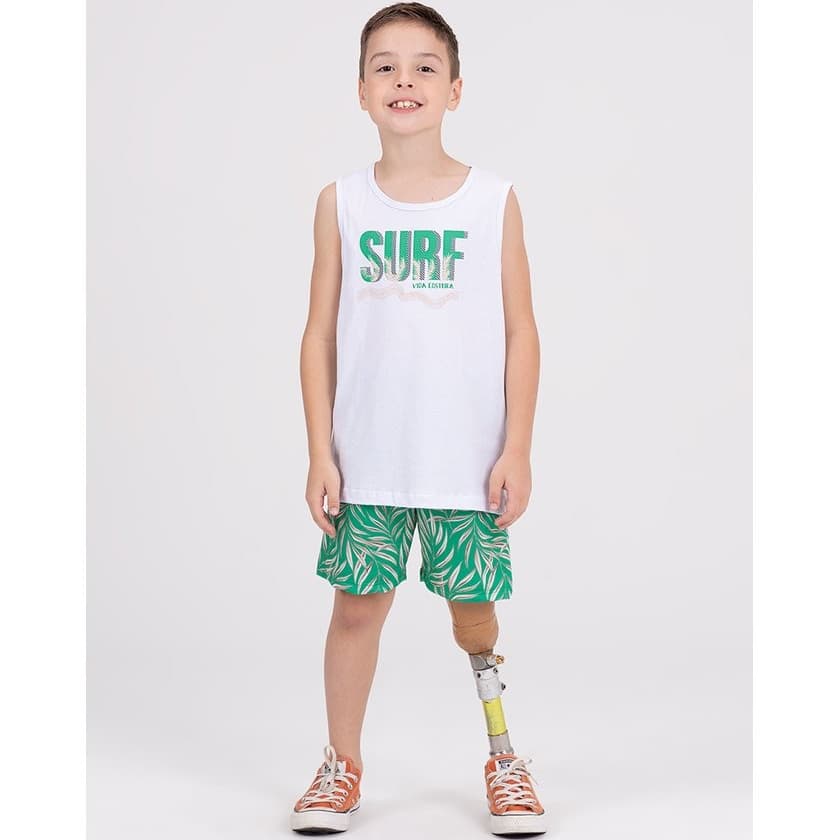 Conjunto Regata Infantil Sublimado Surf Branco