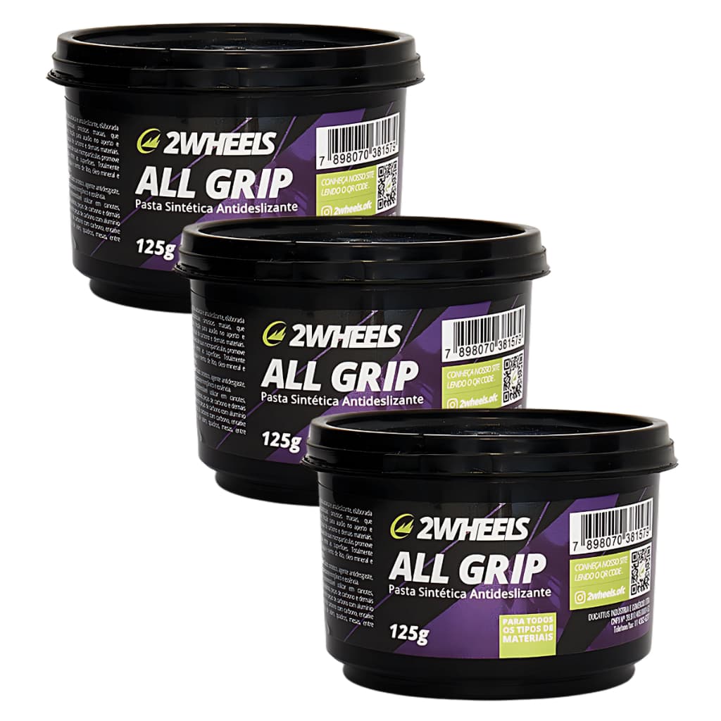 Kit 3 Pasta Antideslizante 125g 2WHEELS Carbono Atóxica