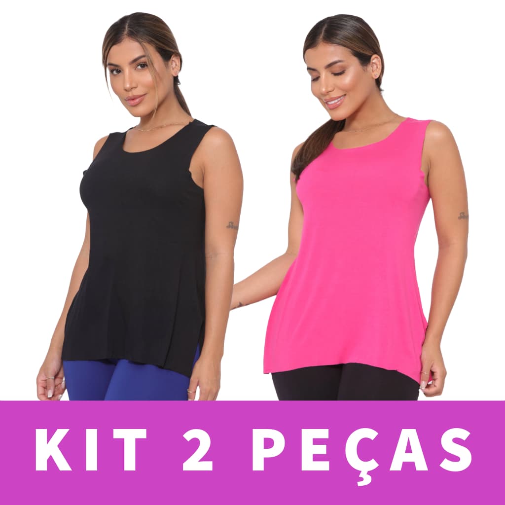 Kit 2 Regatas Bata Feminina Tapabumbum Fitness Academia Viscolycra