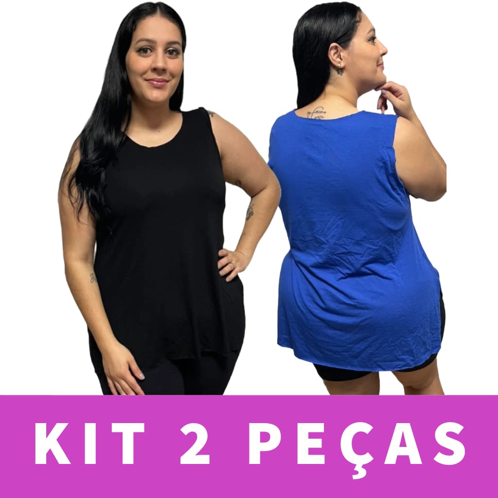 KIT 2 Regata Bata Plus Size Feminina Tapabumbum Fitness Academia Viscolycra