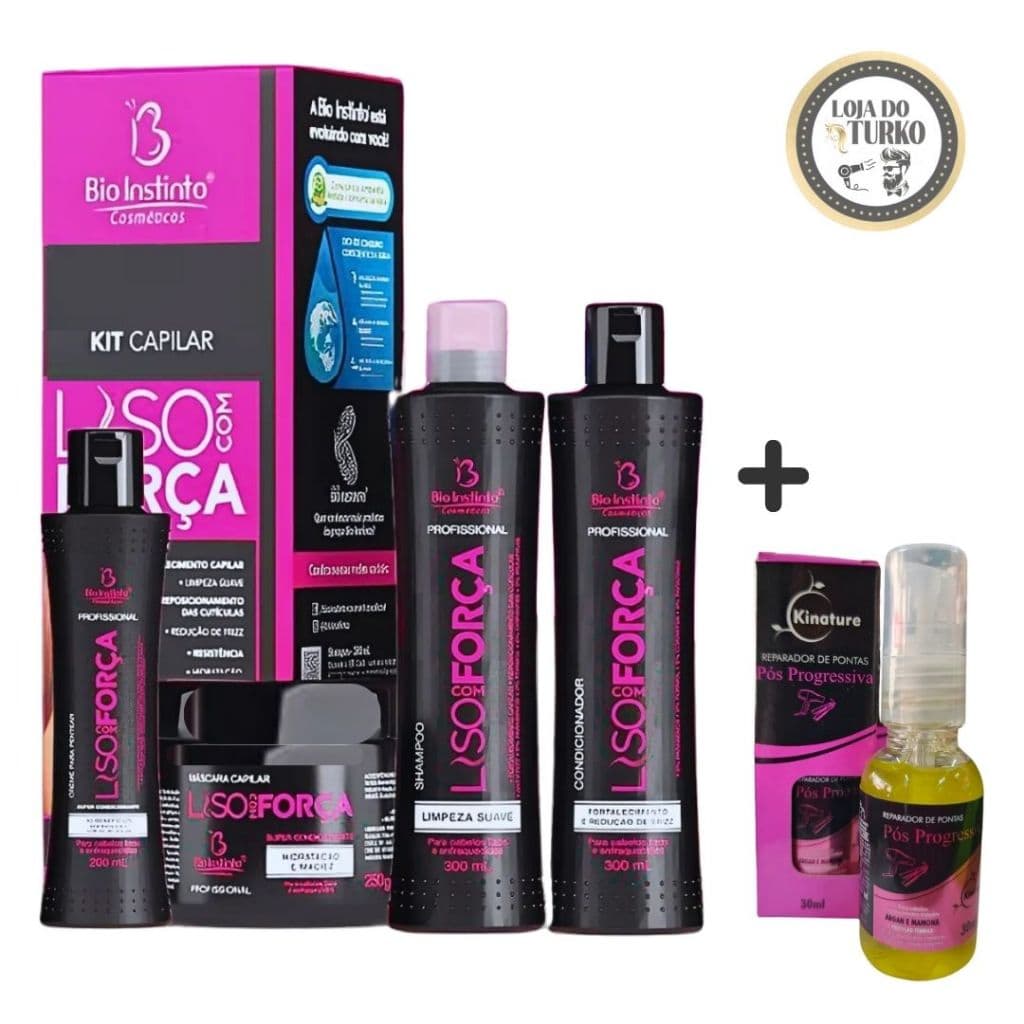 KIT LISO PERFEITO - KIT CAPILAR LISO COM FORÇA + ÓLEO REPARADOR DE PONTAS PÓS PROGRESSIVA