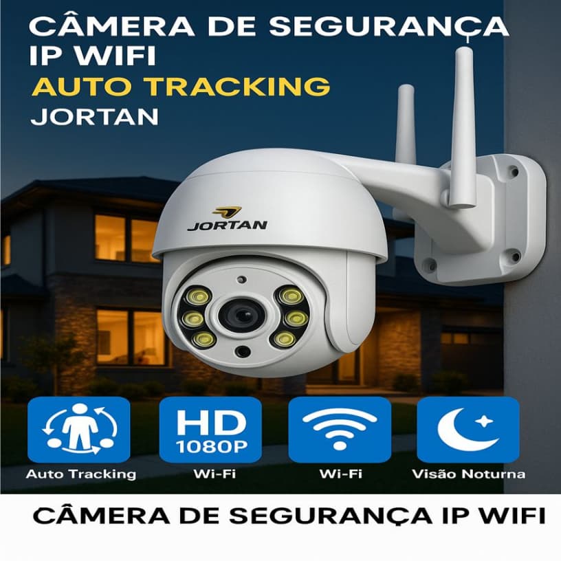 Câmera De Segurança Prova D'água Wifi Ip Infravermelho Externa Full Hd Com Sensor 360 Visão Noturna