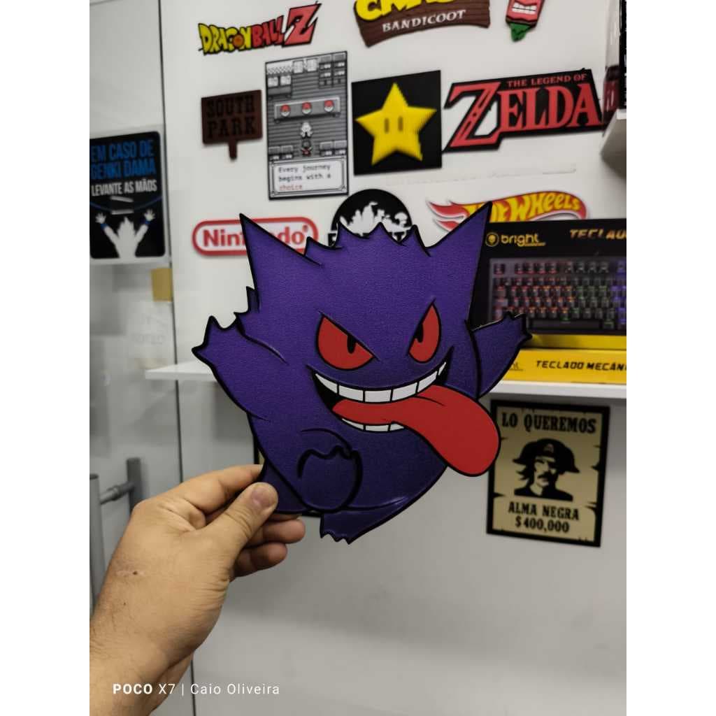 PLACA POKEMON GENGAR DECORAÇÃO PAREDE PLATE