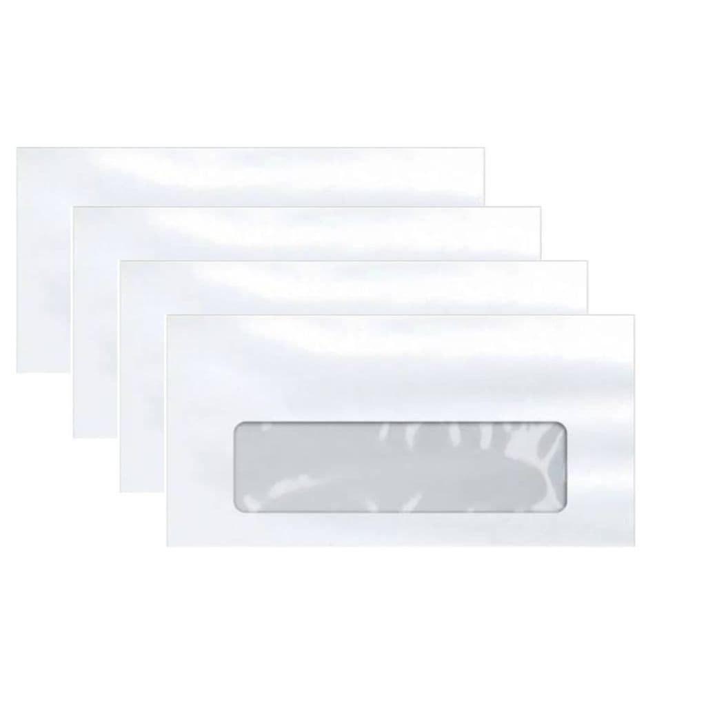 Kit C/100un Envelope Branco Carta Oficio C/Janela Centralizada 114mmX229mm 75G