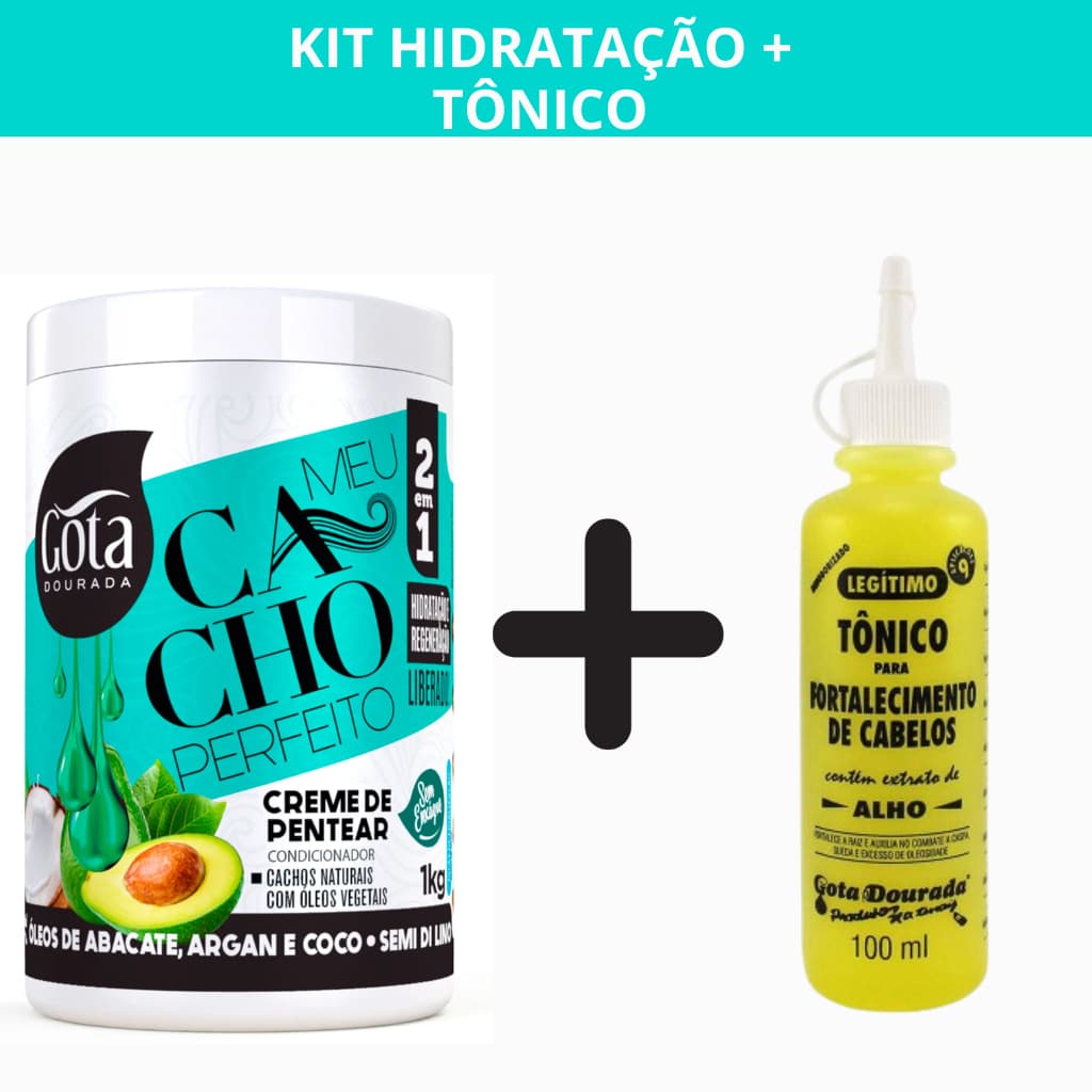 Creme Ativador de Cachos Gota Dourada Definição 1kg | Com ou Sem Tônico de Alho