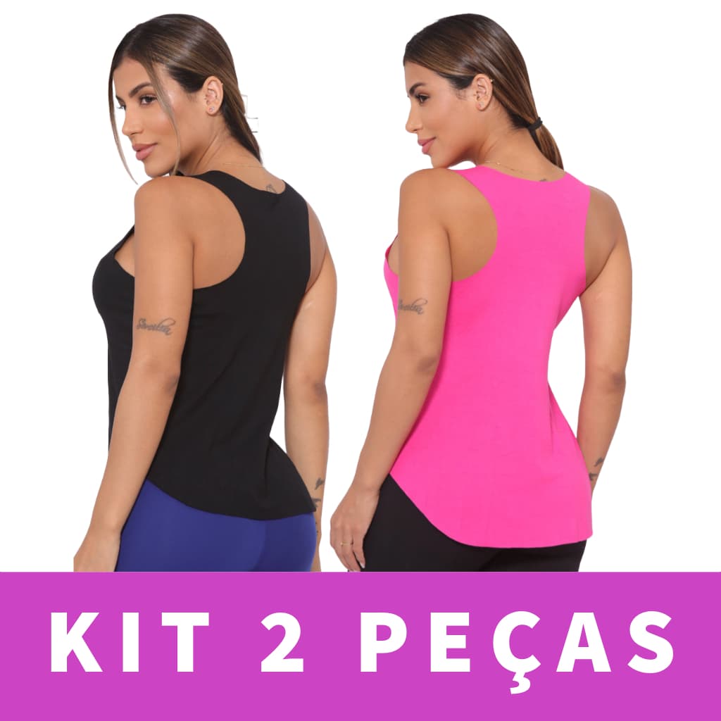 Kit 2 Regatas Nadador Feminina Tapabumbum Fitness Academia Viscolycra