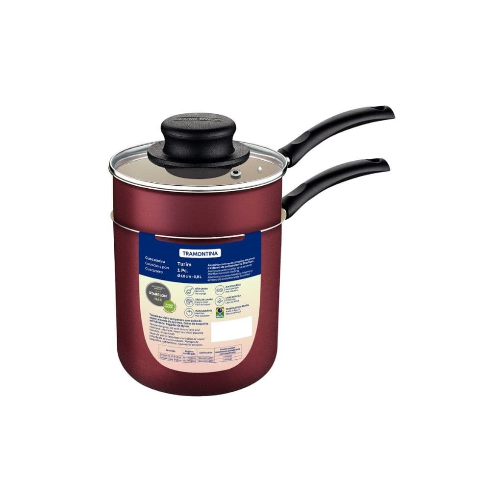 Cuscuzeira Tramontina em Alumínio Antiaderente Starflon Max Vermelho 10 cm 0,8 L