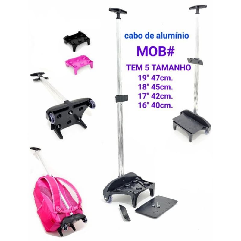 Suporte Carrinho Avulso Mochila Mala 1 Haste Alumínio Tamanho 40 42 45 E 47 CM Resistente