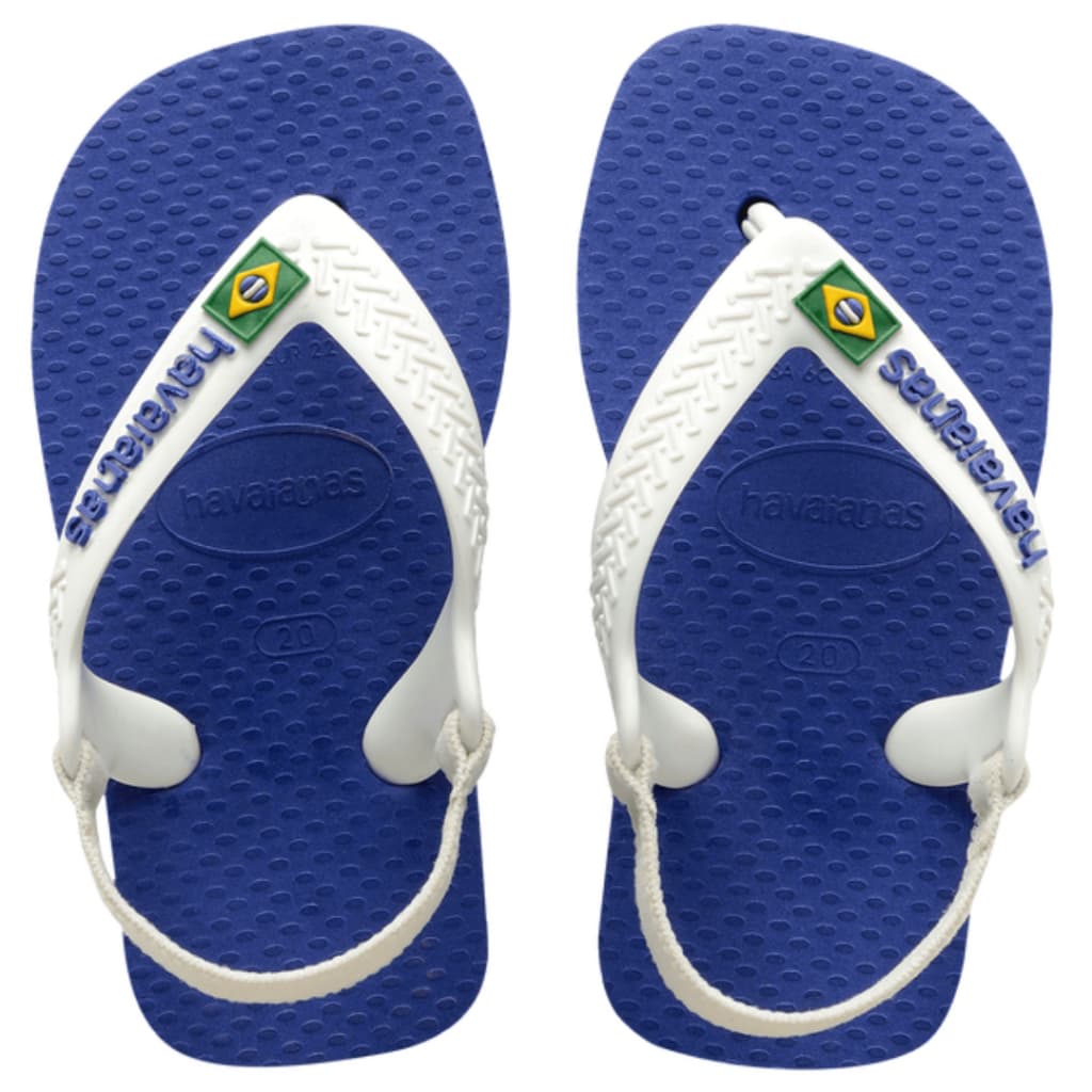 Chinelo Havaianas Baby Brasil Logo Infantil Baby Geek Com Elástico Rosa Azul Marinho Menino Menina