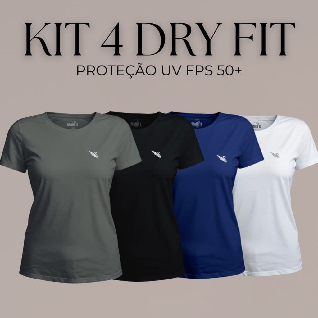 Kit 4 Blusa Uv Baby Look T shirt Academia Treino Dry fit do P ao G2
