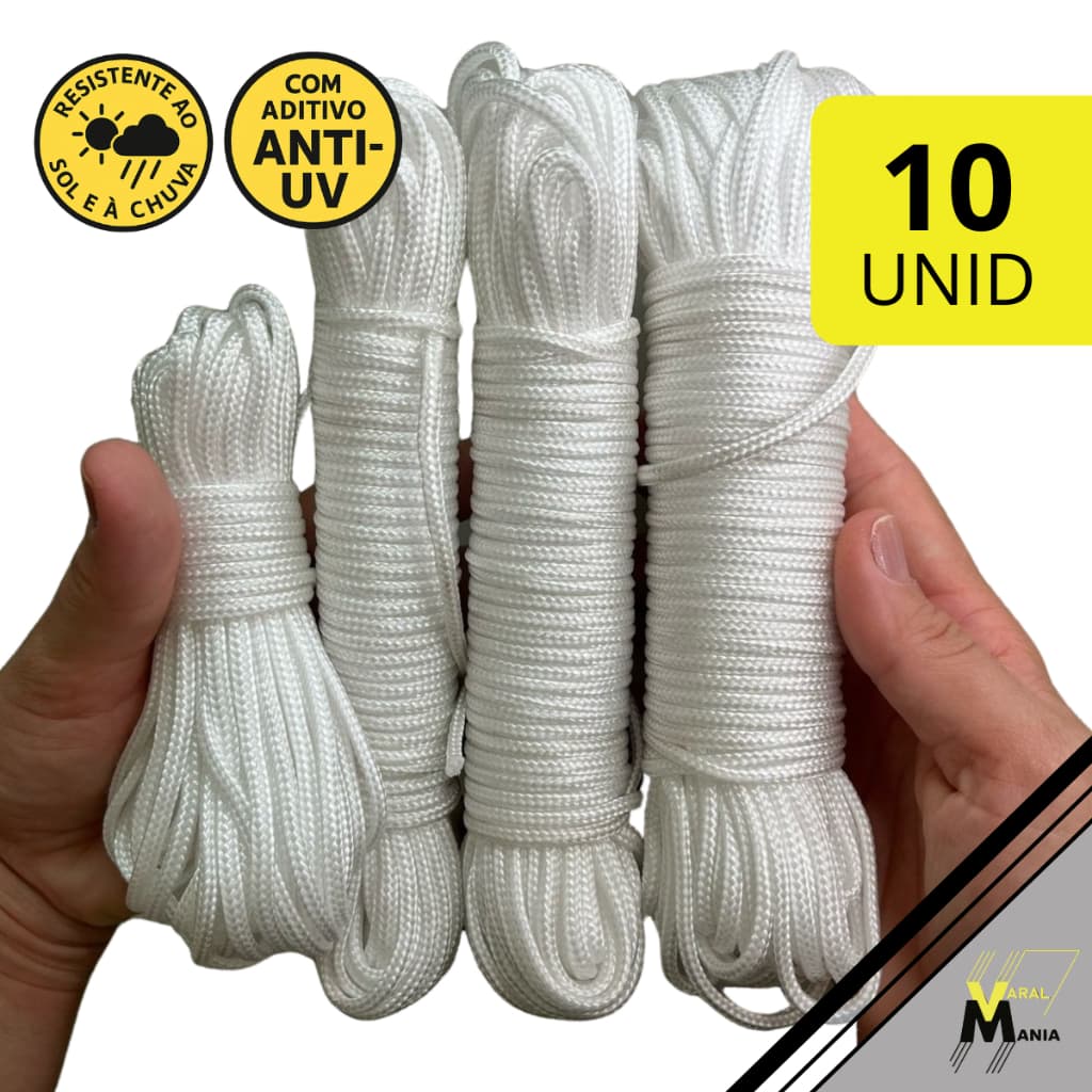 Kit Revenda 10 Cordas Varal Trançada Aditivo AntiUV