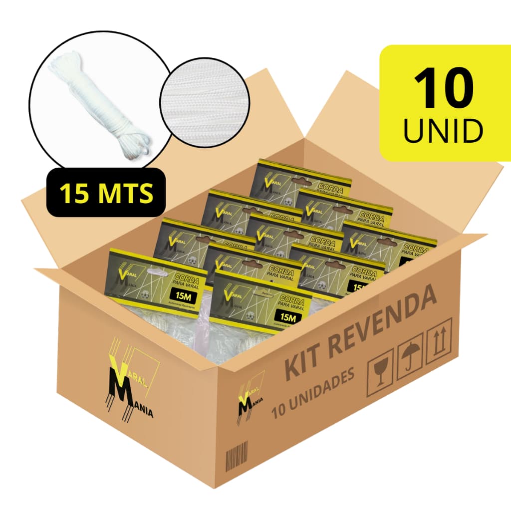Kit Revenda 30 Cordas Varal Trançada 15 Metros Aditivo AntiUV