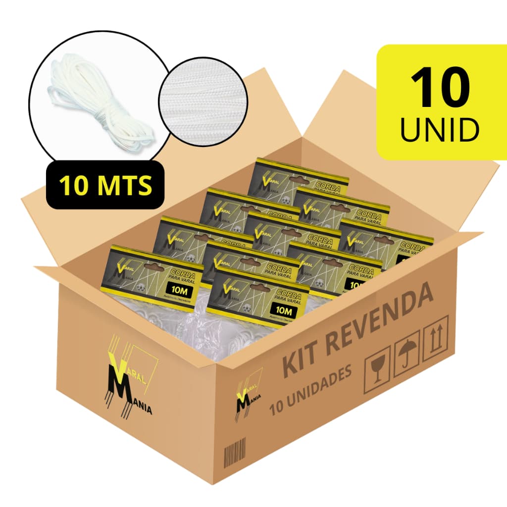 Kit Revenda 10 Cordas Varal Trançada 10 Metros Aditivo AntiUV