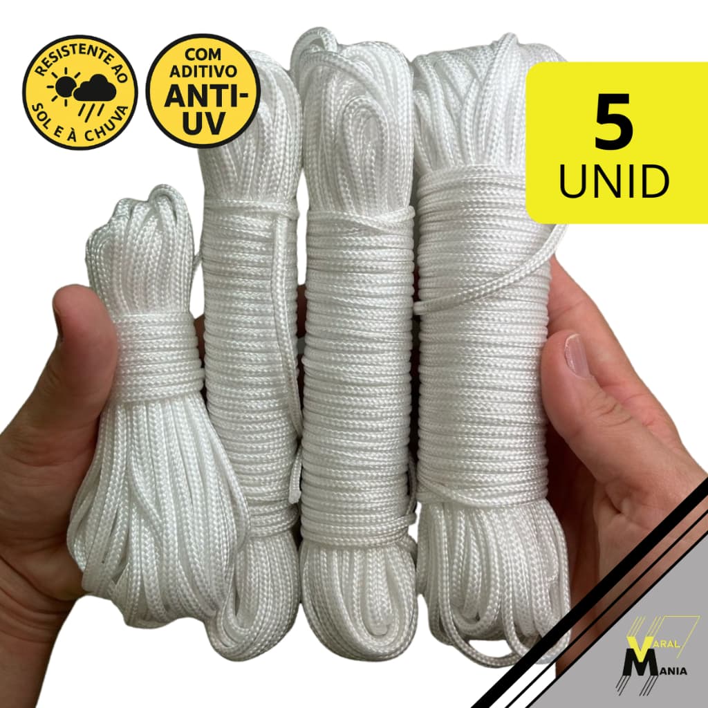 Kit Revenda 5 Cordas Varal Trançada Com Aditivo AntiUV