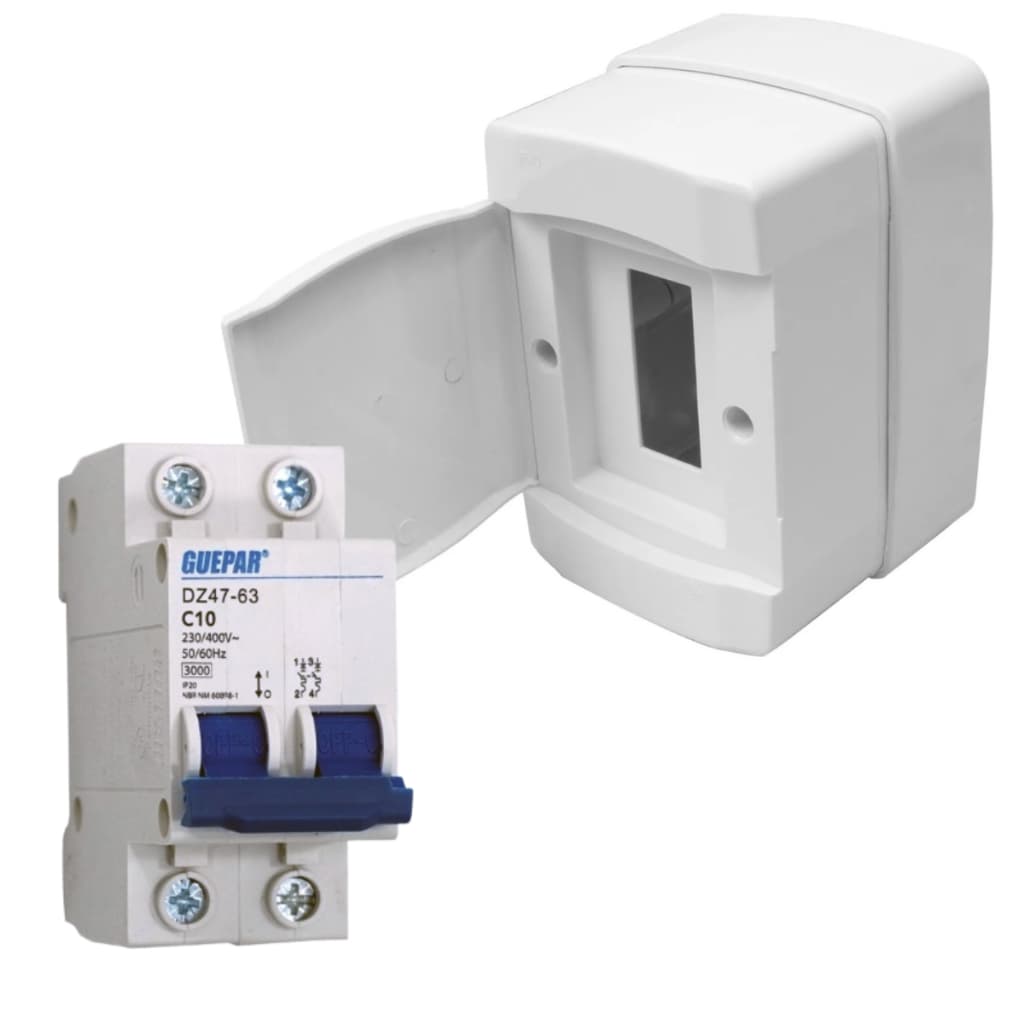 Disjuntor Bipolar com Caixa Externa  2P 220V  Instalação Elétrica Proteção Residencial