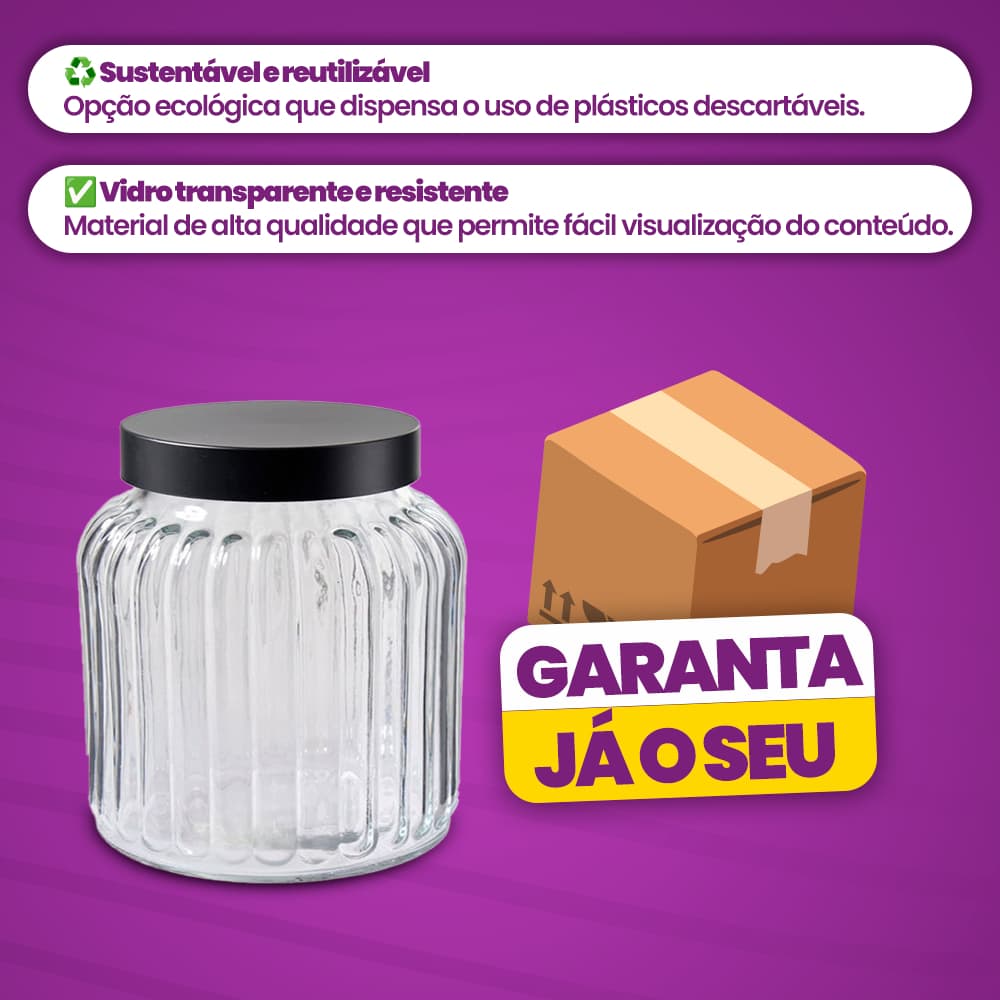 Pote Hermético 700 ML Vidro Com Tampa cor sortidas