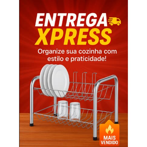 Escorredor de Louças Duplo Cromado Inox– Luxo para  Pratos Copos Panelas Cozinha Organizador pratos