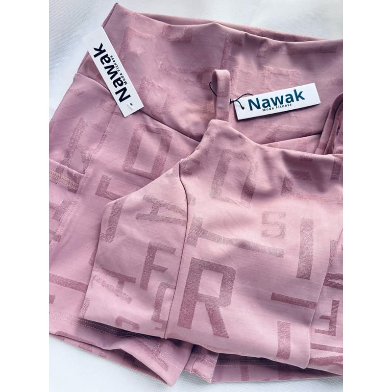 Conjunto Letras Short com top Fitness Zero Transparência Malha Jacquard Poliamida com Estampa de Letras