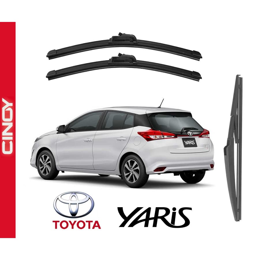 Kit Palheta Limpador de Para-brisa Dianteiro + Traseiro Toyota Yaris Hatch 2019 em diante