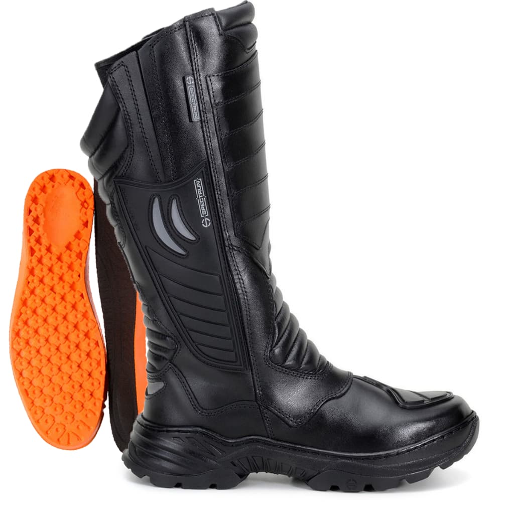 Kit Bota Longa de Segurança para ROCAM + palmilha ortopedica Motociclistas Conforto e Durabilidade