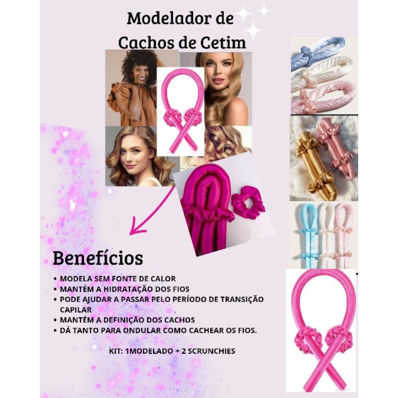 ✨ Atacado Kit Modelador de Cachos de Cetim + 2 Xuxinhas – Resultado Perfeito com Entrega Imediata! ✨  Kit 12/24/50/100