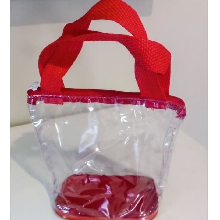 kit com 5 sacola cristal com alça para lembrancinhas
