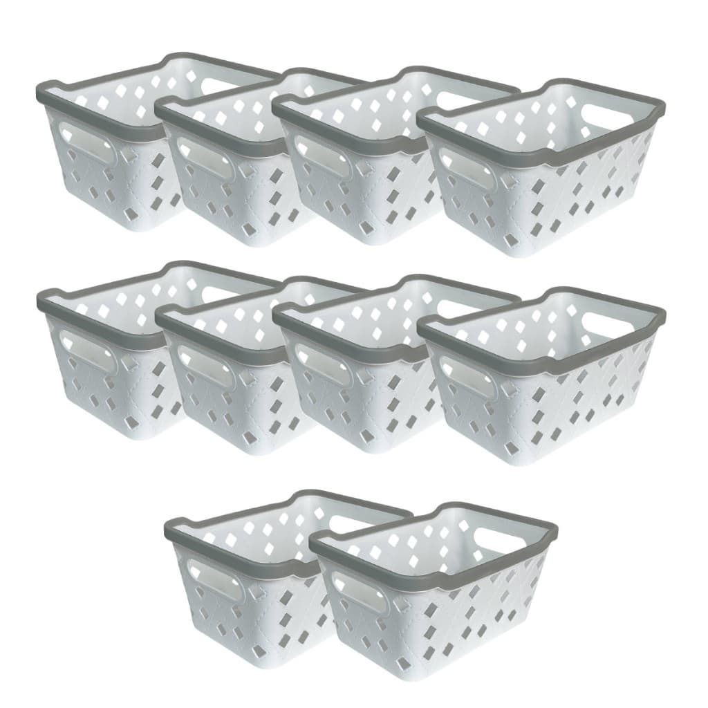Cesto Multiuso Kit com 10 Organizador para Gaveta  25,5 x 18,5 x 13,5 - Cestinha Decorativa
