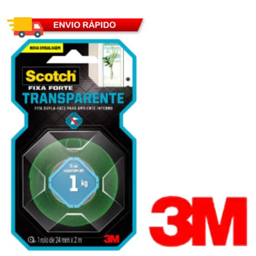 FITA DUPLA FACE 3M FORTE TRANSP 24MMX2M USO INTERNO * * 3M * *