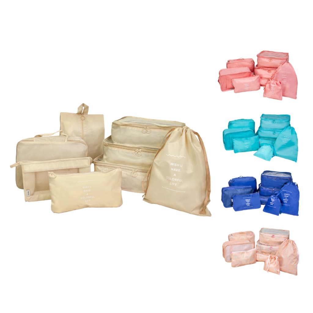 ORGANIZADOR NECESSAIRE PARA MALA DE VIAGEM KIT 8 PEÇAS COLEÇÃO UNIQUE