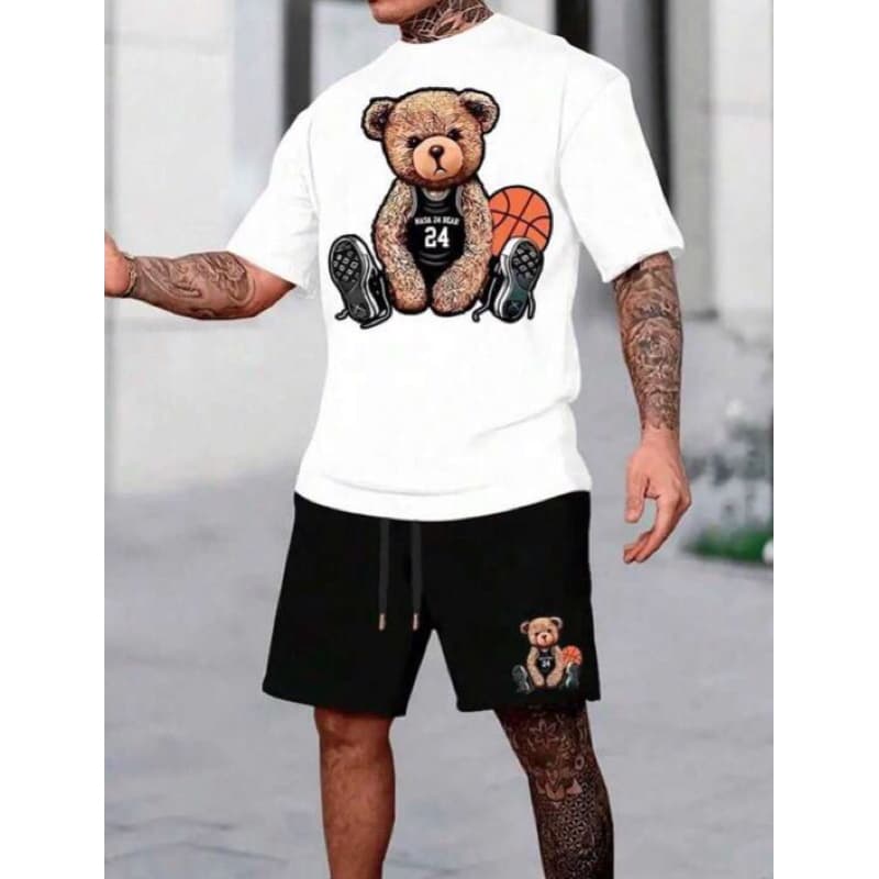Conjunto de Camisetas e Bermuda Personalizada 100 %  Algodão Short Tectel Urso