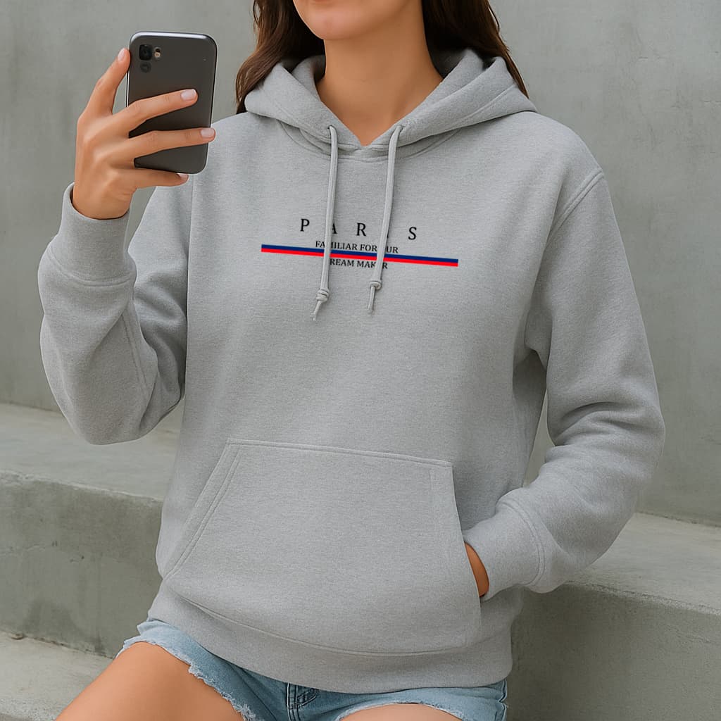 Moletom Canguru Unissex Estampado Capuz Bolso Flanelado Premium Inverno Streetwear Paris Feminino