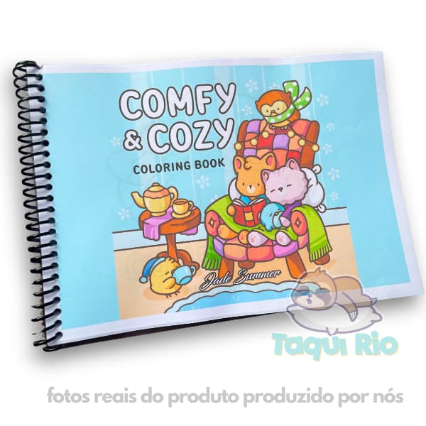 LIVRO DE COLORIR COMFY COZY  - A5 ENCADER'NADO + PLÁSTICO ANTI MANCHA