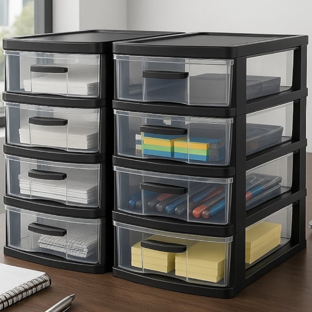 Kit 2 Gaveteiro Organizador com 4 Gavetas Grande em Plástico Resistente Jaguar