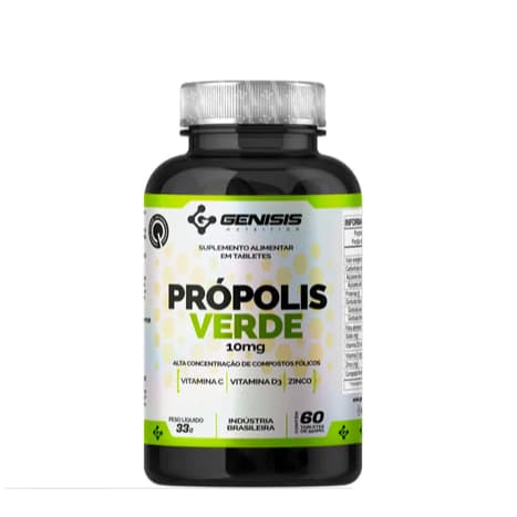 PRÓPOLIS VERDE, VITAMINAS C E D, ZINCO  - AUXILIA NA IMUNIDADE - 60 TABLETES - Genisis Nutrition