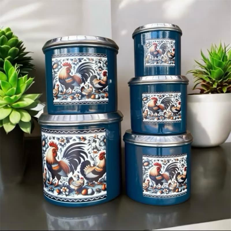 Jogo De Latas Para Mantimentos Em Aluminio  5 peças