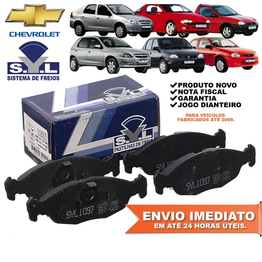 Jogo de Pastilha de Freio Dianteira SYL Chevrolet Corsa Wind Classic Pickup Celta Prisma Novo com NF