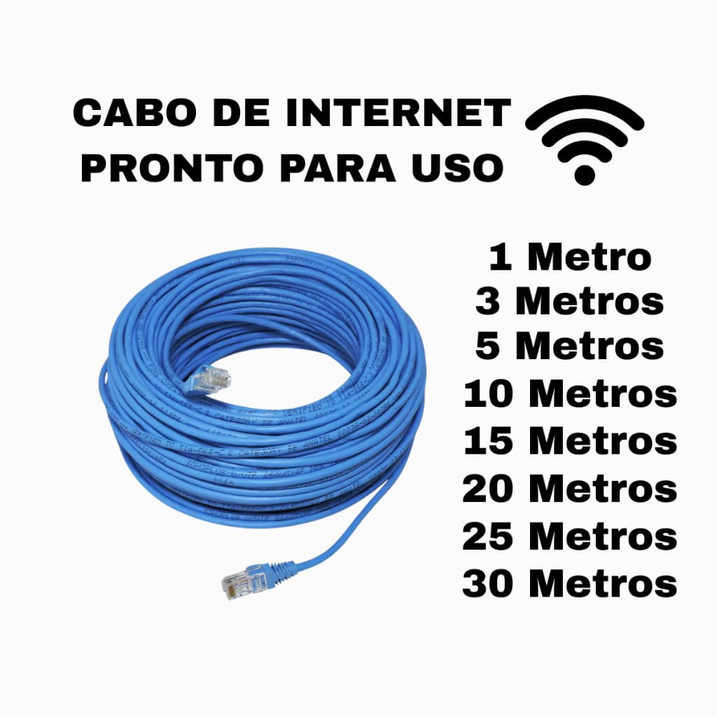 1 até 30 Metros de Cabo De Rede Azul RJ45 CAT5e Pc Notebook Roteador Smart Tv Vídeo Game
