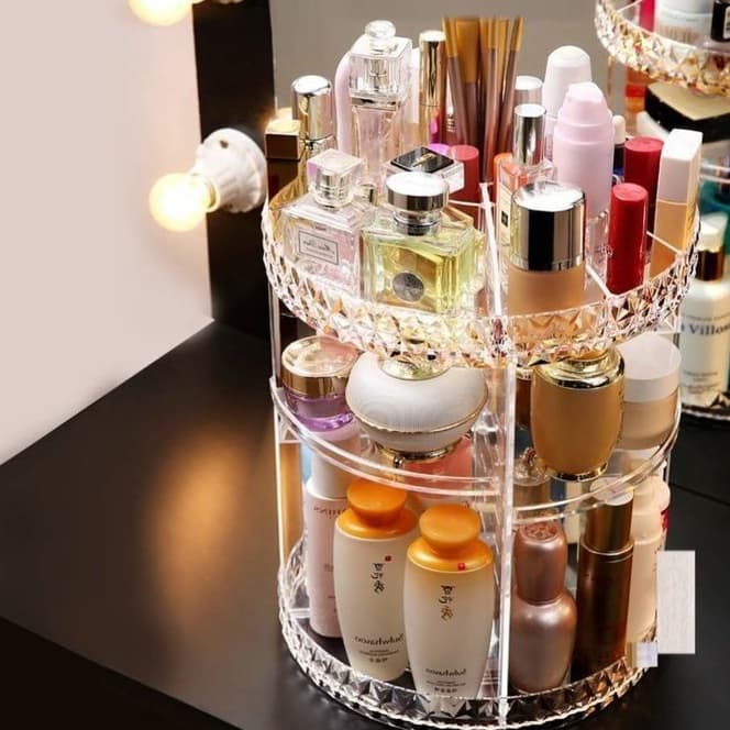 Organizador de Maquiagem e Cosméticos Acrílico Giratório 360º Modelo Liso