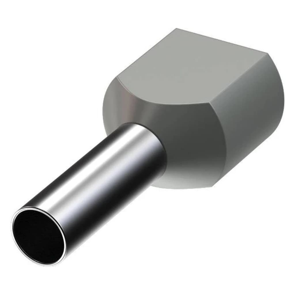 Terminal Ilhós Tubular Duplo 2x4mm 28A Cinza Decorlux - Pacote 100 unidades