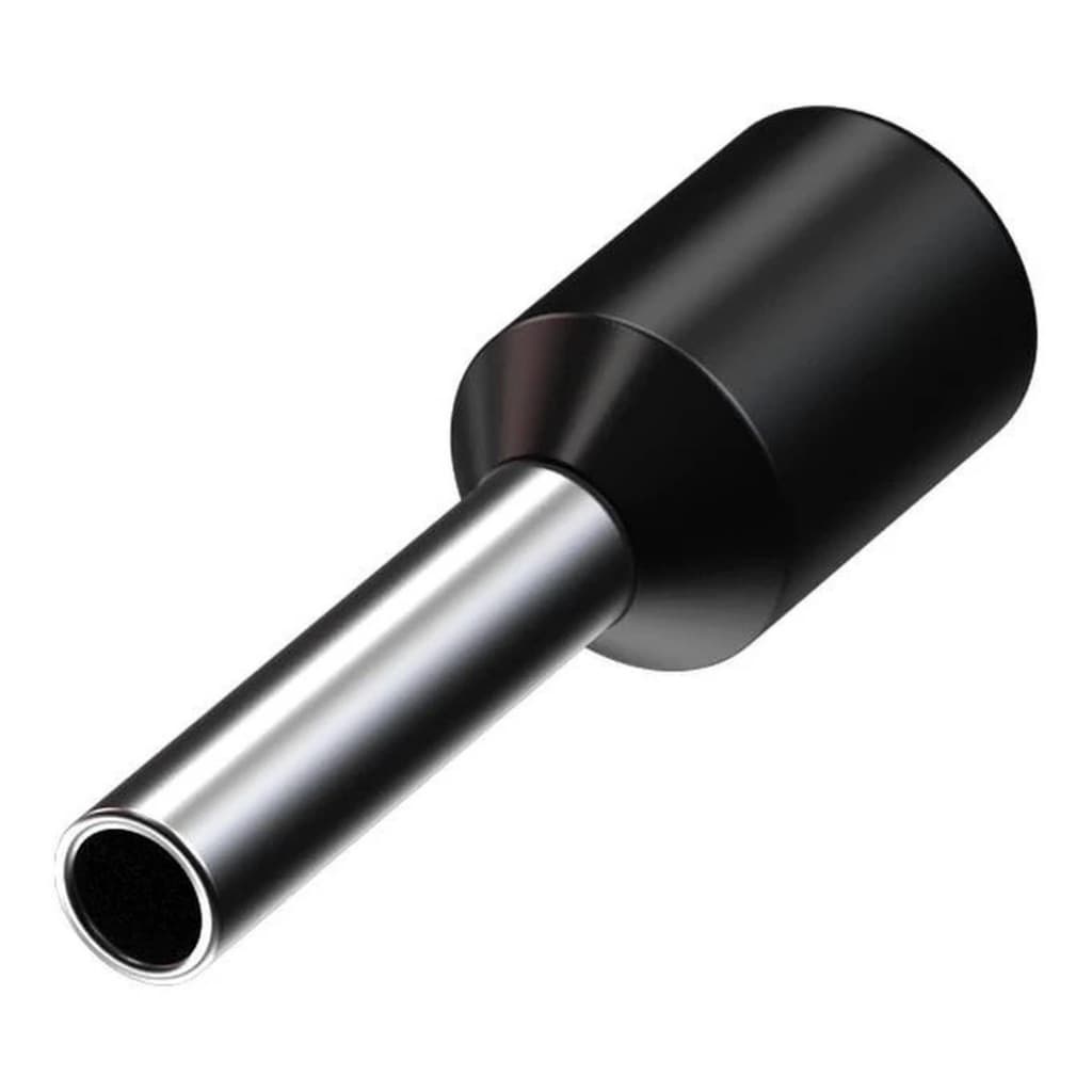 Terminal Ilhós Tubular Simples 1,5mm 15A Preto Decorlux - Pacote 100 unidades